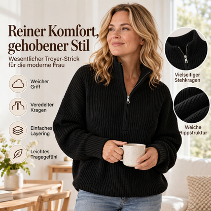 📢🎉50%Rabatt!!!🛍️✨Damen Stehkragen Halb-Reißverschluss Strickpullover
