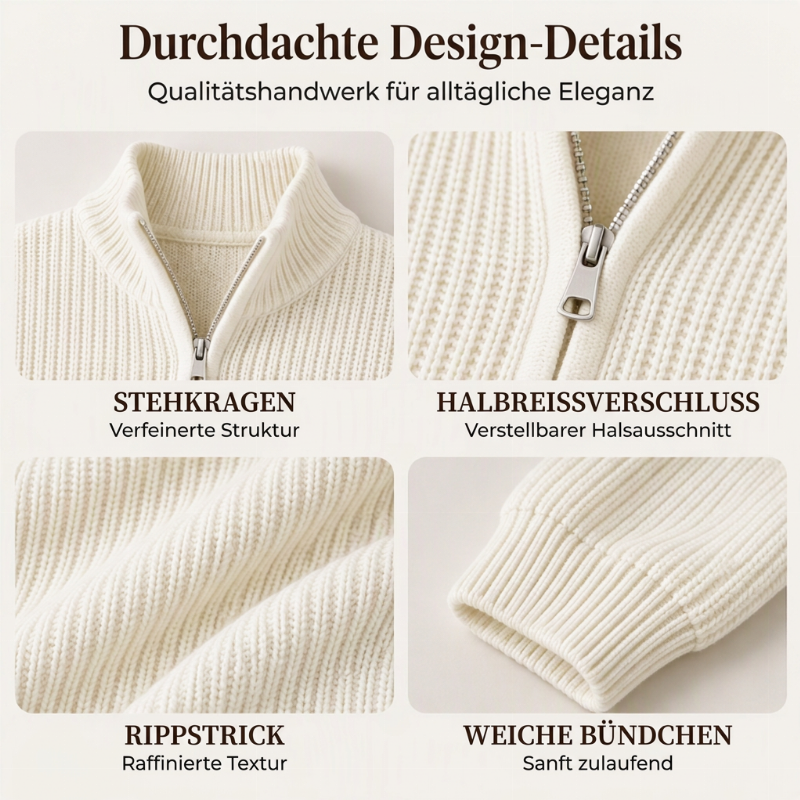 📢🎉50%Rabatt!!!🛍️✨Damen Stehkragen Halb-Reißverschluss Strickpullover