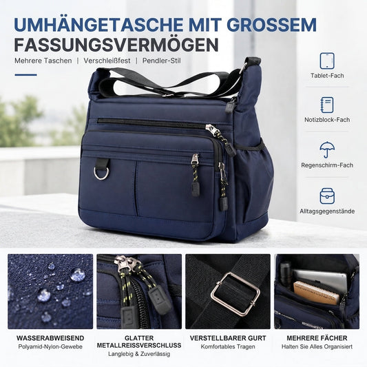 Herren Umhängetasche mit großem Fassungsvermögen, langlebige Business Casual Schultertasche mit mehreren Taschen