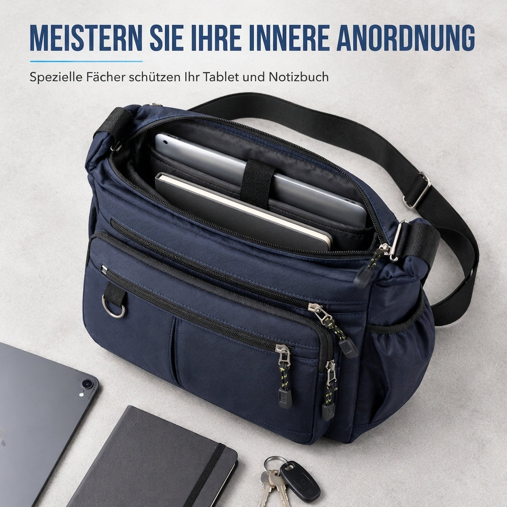 Herren Umhängetasche mit großem Fassungsvermögen, langlebige Business Casual Schultertasche mit mehreren Taschen