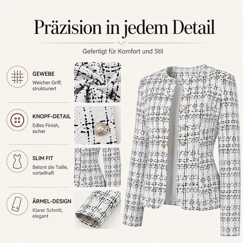 Damen Vintage schmal geschnittene Tweedjacke