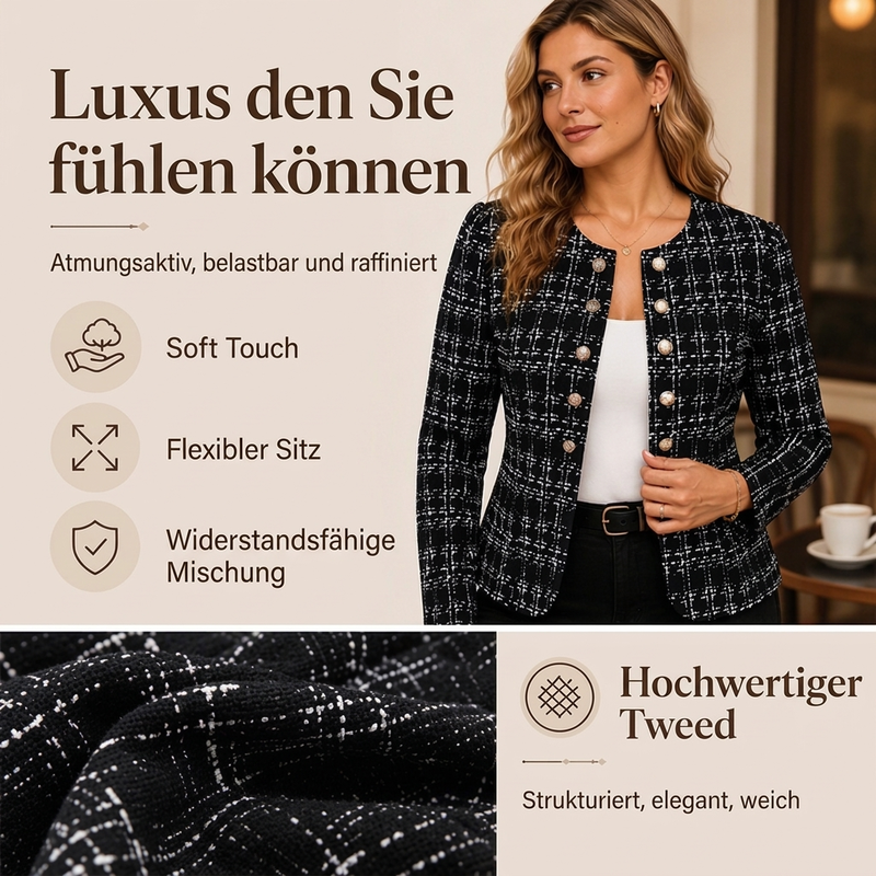 Damen Vintage schmal geschnittene Tweedjacke
