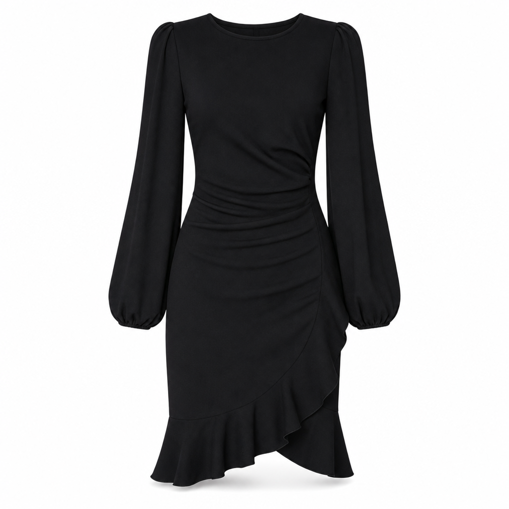 🔥Heiß begehrt! Jetzt sichern!🔥 Damen einfarbiges Puffärmel-Bodycon-Kleid