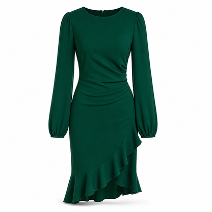 🔥Heiß begehrt! Jetzt sichern!🔥 Damen einfarbiges Puffärmel-Bodycon-Kleid