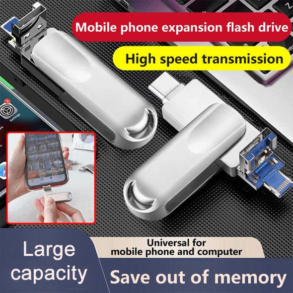 Multifunktionales 4-in-1-Erweiterungs-Flash-Laufwerk für Mobiltelefone mit hoher Speicherkapazität