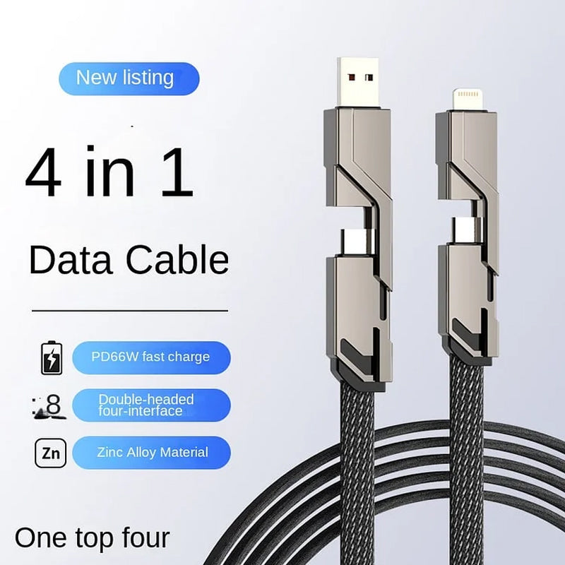 🔥4-in-1 flaches, geflochtenes Anti-Tangle-Ladekabel mit Klettverschluss🔥（Kaufen Sie einen, erhalten Sie einen gratis）