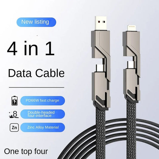 🔥4-in-1 flaches, geflochtenes Anti-Tangle-Ladekabel mit Klettverschluss🔥（Kaufen Sie einen, erhalten Sie einen gratis）