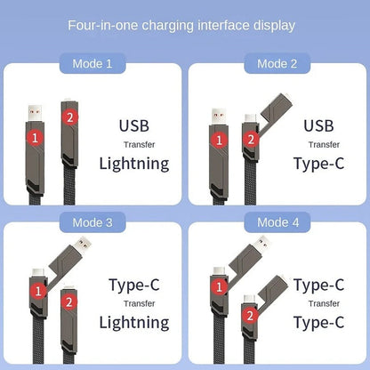 🔥4-in-1 flaches, geflochtenes Anti-Tangle-Ladekabel mit Klettverschluss🔥（Kaufen Sie einen, erhalten Sie einen gratis）