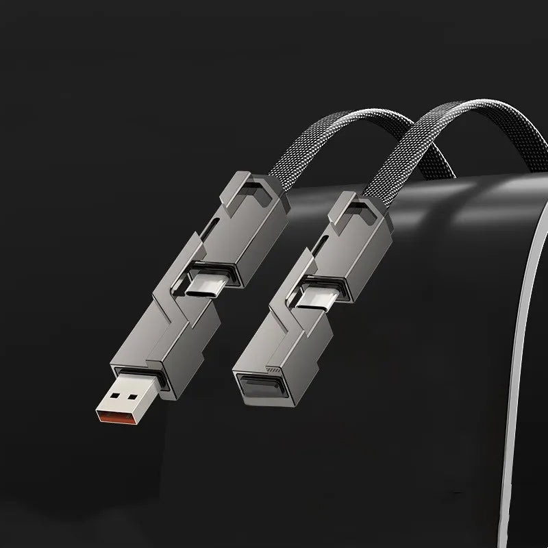 🔥4-in-1 flaches, geflochtenes Anti-Tangle-Ladekabel mit Klettverschluss🔥（Kaufen Sie einen, erhalten Sie einen gratis）